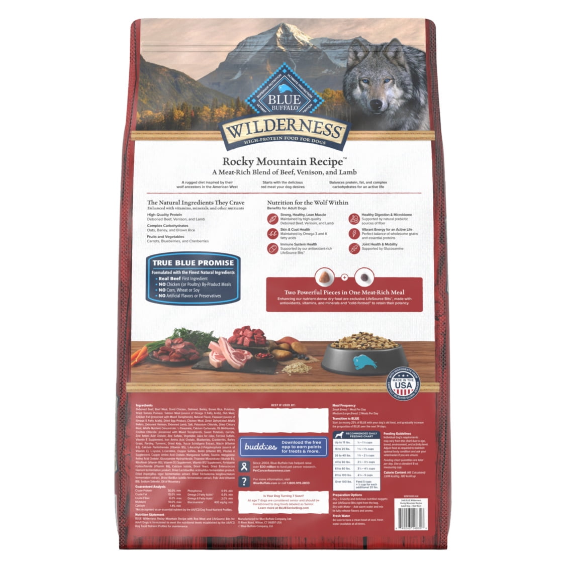Blue Buffalo Wilderness Adult Dry Dog Food, Rocky Mountain Recipe, Red Meat, 24-lb. Bag