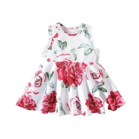 

ZRBYWB Baby Girls Dresses Spring Summer Print Ruffle Sleeveless Princess Dress Baby Girl Clothes