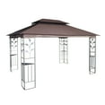 thumbnail image 4 of 13x10 Ft Outdoor Gazebo Canopy Tent with Mosquito Net & Double Roof - Brown Top Patio Shelter for Garden, Backyard, Deck, 4 of 16