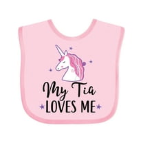 Inktastic My Tia Loves Me Unicorn Girls Baby Bib