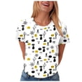 thumbnail image 5 of Leey-World Halloween Shirt for Women Halloween Doodles Shirt for Women Cute Vintage Graphic Halloween Party Tshirt Short Sleeve Fall Season Tees(White,L), 5 of 9