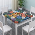 thumbnail image 3 of Pioneer Flower Floral Print Pattern Square Fitted Tablecloth with Elastic Edge,Square Table Cover,Washable Elastic Table Cover for Home Kitchen Party Decor 34"x34", 3 of 6