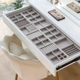 thumbnail image 4 of Velvet Jewelry Display Tray Case Bracelet Earring Rings Box Organizer Storage Holder DIY Stackable Jewelry Drawer Display Boxes Gray- (6grid), 4 of 6