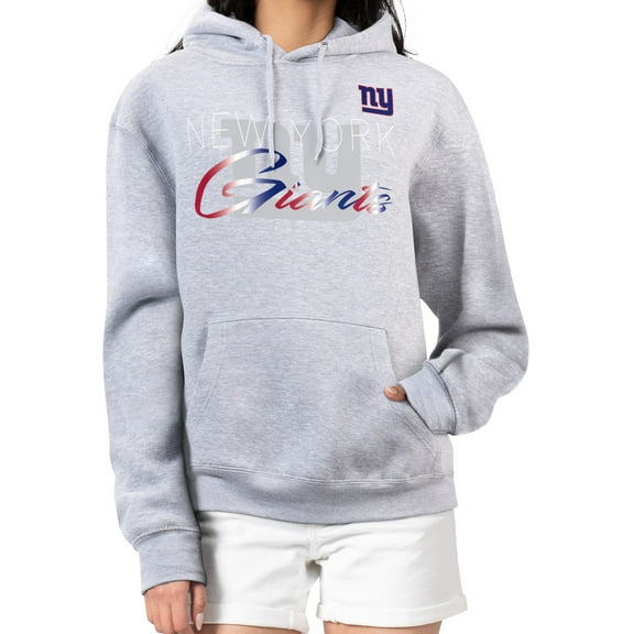 Women's G-III 4Her by Carl Banks Gray New York Giants Shadow Logo Fleece Pullover Hoodie