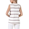 thumbnail image 3 of INSPIRE CHIC Crochet Tank Top for Women's Stripe Sleeveless Summer Hollow Out Vacation Casual Vest L Khaki White, 3 of 6