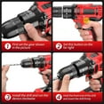 thumbnail image 5 of 20V Cordless Drill, Electric Power Drill Set with Battery Charger, 3/8” Keyless Chuck, 2 Variable Speed, 18+3 Torque, 72pcs Driver Bits and Belt Hook, Red, 5 of 6