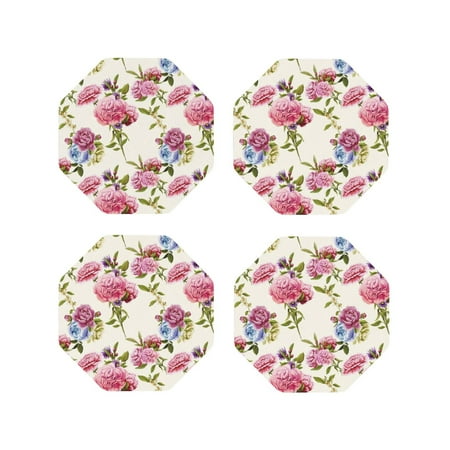 

Drink Coasters Set of 4 Carnations Flowers Bouquet Leather Coasters for Coffee Table Protector Heat Resistant Cute Coasters for Home Decor Housewarming Gifts Bar Kitchen 4 Inch Octagon
