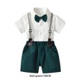 thumbnail image 3 of Minnieouse Conjunto de camisa y pantalones para niños, fiesta, banquete, boda, pajarita para niños, ropa, pantalones cortos con bolsillos conjuntos de ropa Verde oscuro 100cm, 3 of 6