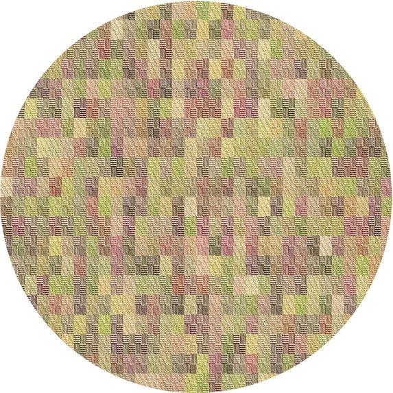 Ahgly Company Machine Washable Indoor Round Transitional Petra Gold Brown Area Rugs, 4' Round
