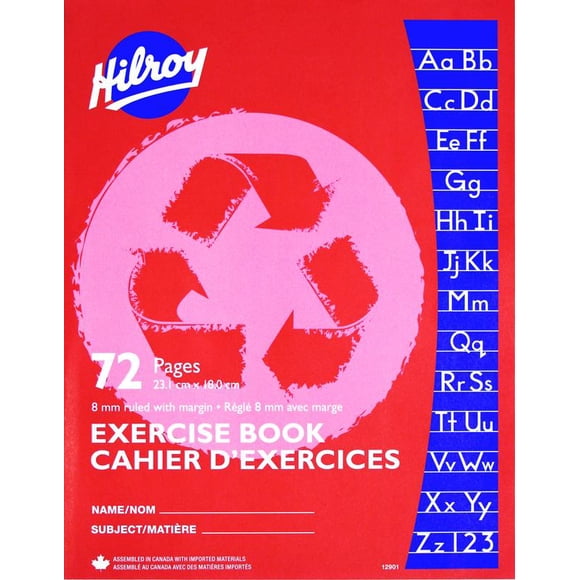 Hilroy Cahiers d’exercices brochés recyclés, 72 pages, 8 mm avec marge, 9-1/8 x 7-1/8, 72 Pages