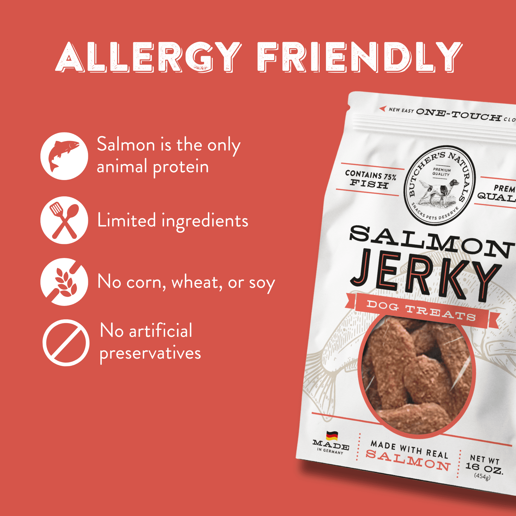 (2 pack) Butcher's Naturals Salmon Flavor Jerky Treats for Dogs, 16 oz