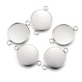 thumbnail image 2 of P1185 - 10 pcs. 304 Stainless Steel Silver Tone Circle Round Bezel Cabochon Cameo Connector Tags Trays - 20mm Glue Pad - Tarnish Resistant!, 2 of 2