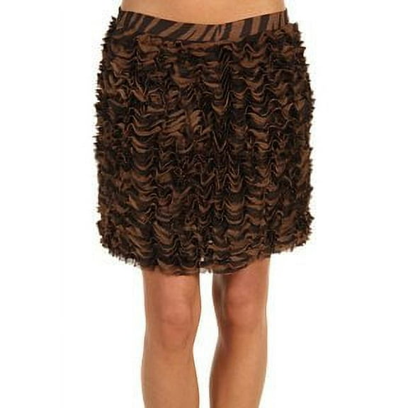 Michael Kors Tiered Ruffled Snake Print Georgette Skirt, Chocolate Brown, 12