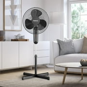 Holmes 16 Digital Stand Fan, 3-Speed, 3 Modes, Oscillating, Timer, Remote, Black