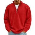 thumbnail image 2 of Mens Sweatshirt Casual Stand Collar Quarter Zip Pullover Fall Winter Corduroy Tops Long Sleeve Big and Tall Clothes Wine 2XL, 2 of 6