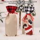 thumbnail image 4 of Ounissouiy Cubierta de botella de vino de lino de Navidad cordón de encaje Santa Claus manga de cerveza de comedor ropa de Navidad bolsa de Kits de decoración para fiestas Rejilla negra roja, 4 of 6