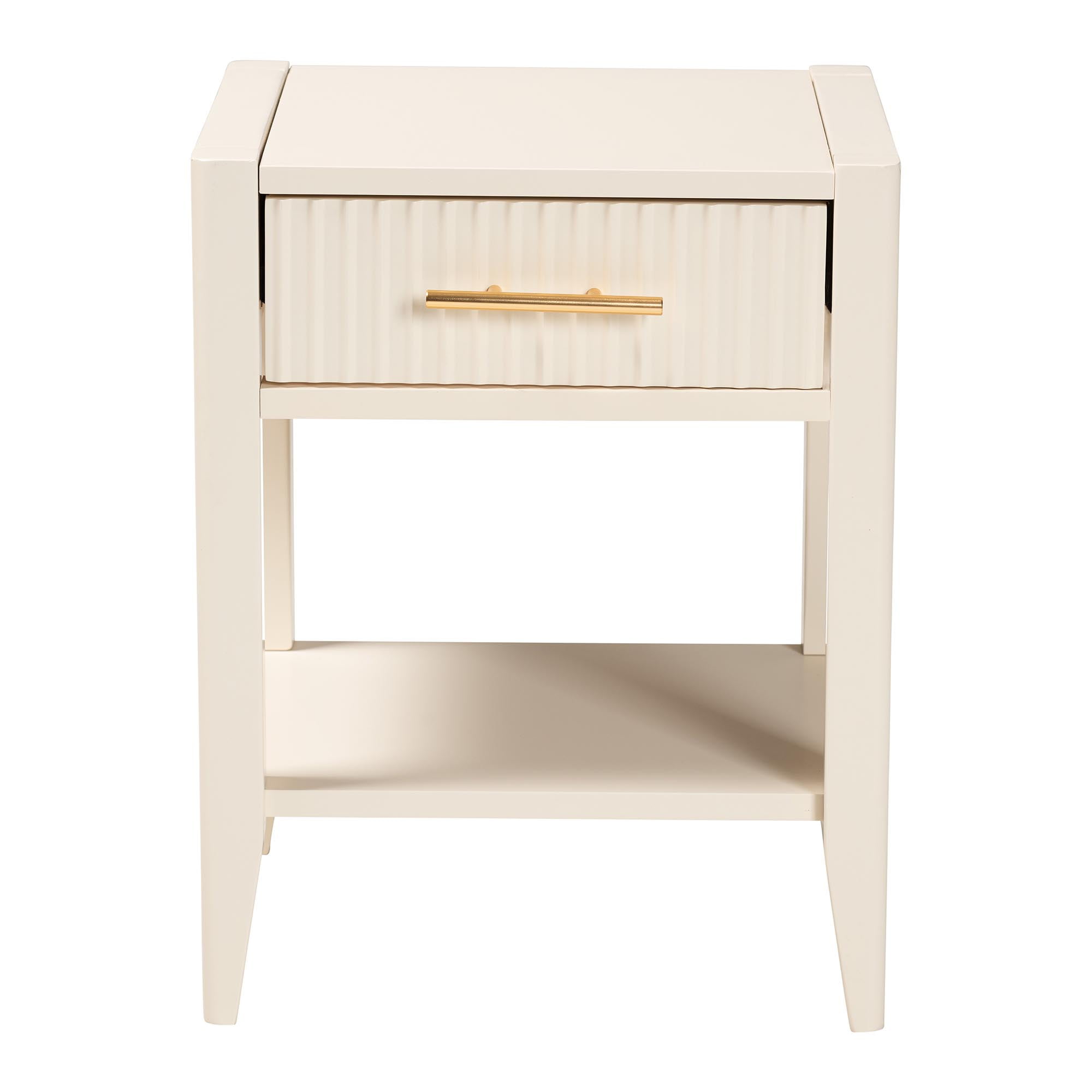Baxton Studio Primrose Mid-Century Nightstand, 1-Drawer, Ivory