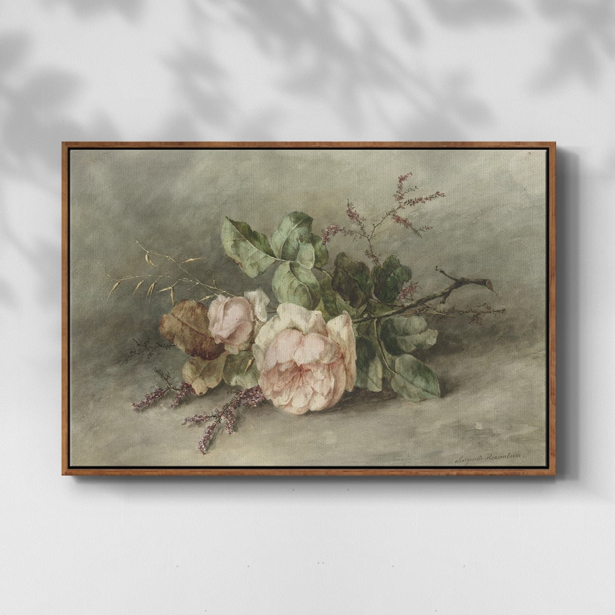 Vintage Botanical Print-XXXVII By Wexford Home Framed in Walnut Wood Gallery Wrapped Canvas 17 in. x 25 in.
