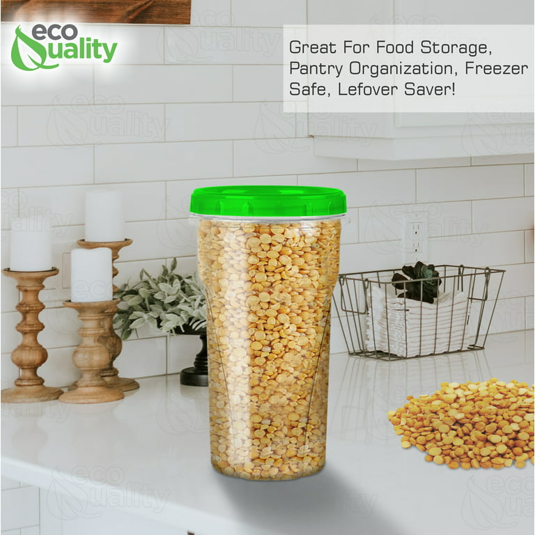 48 oz Clear Twist Top Storage Deli Containers with Leak Proof Lids Green -  BPA Free Snack Containers Airtight Reusable Plastic Food Storage Canisters  with Twist Seal Caps Kitchen Organizer (12) 