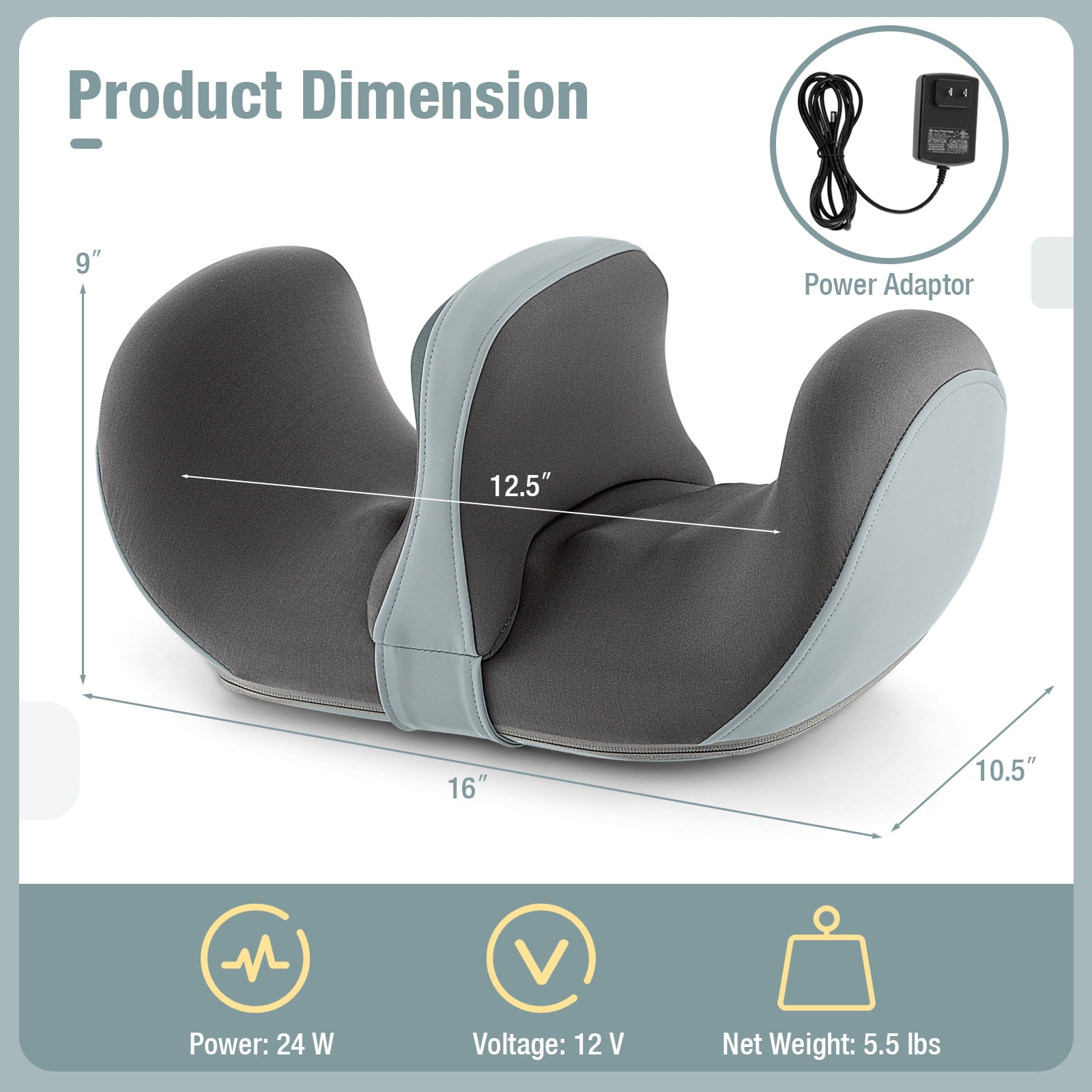 Giantex Electric Foot Massager, Calf Massager w/3 Massage Intensity, Vibration, Detachable Middle Sponge