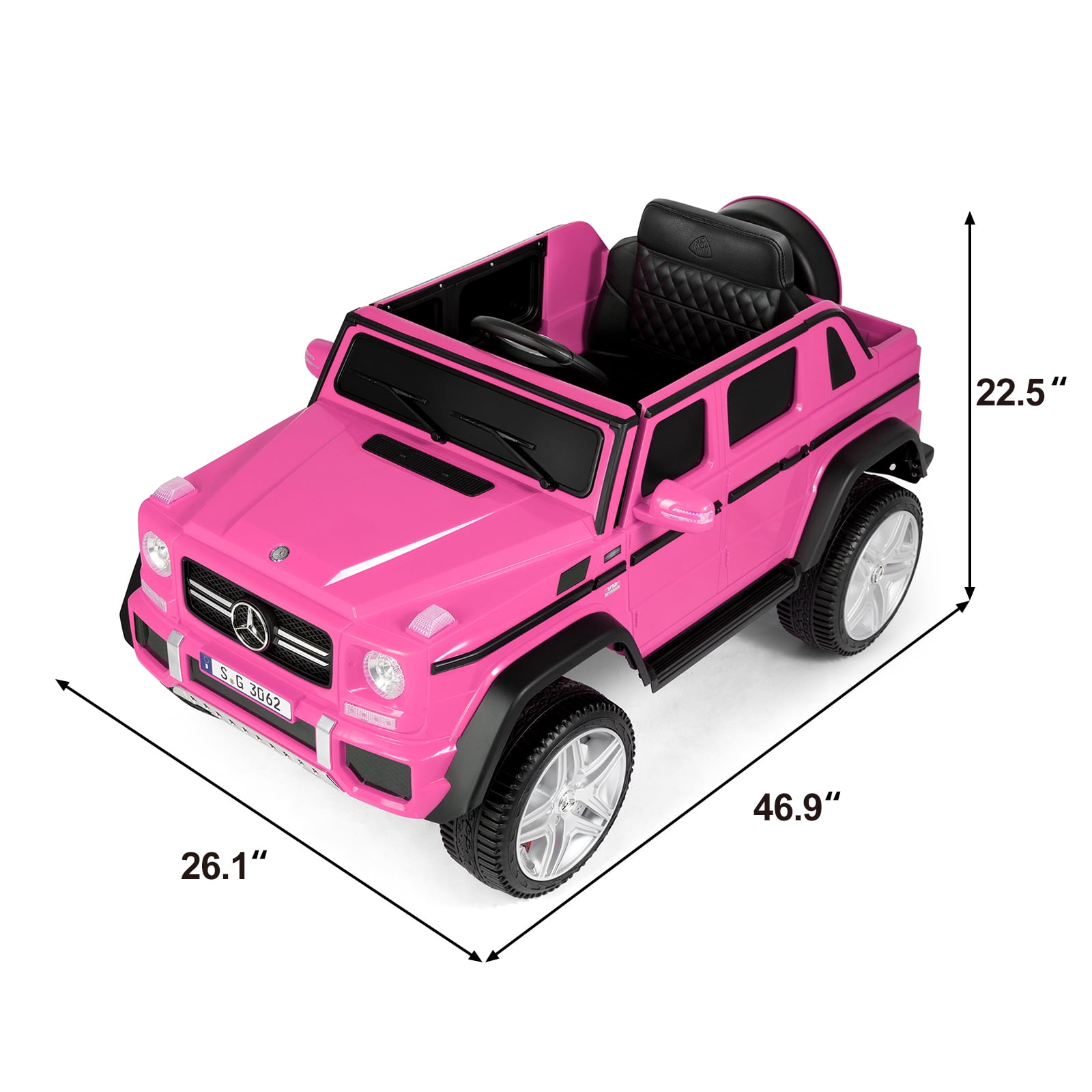 JOYLDIAS 12V Mercedes-Benz G650S Kids Ride On Car Electric Toy w/Remote Control, 3 Speeds, LED Lights, Bluetooth, Music(Pink)