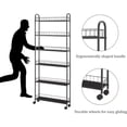 thumbnail image 4 of 6-Tier Storage Cart Wire Slim Shelving Shelf with Wheels for Small Spaces, Rolling Tall Organizer Storage for Bathroom, Kitchen, Home, Garage, Bedroom, Closet (Red, 10“D), 4 of 6
