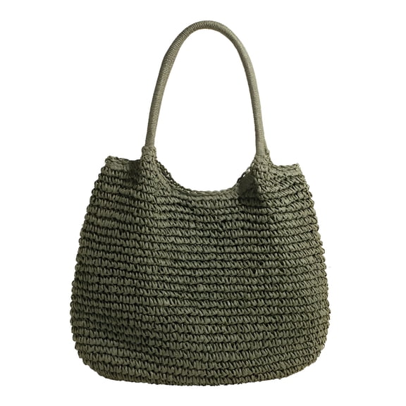 GASTROPOD Women Straw Tote Handbag Large Capacity Ladies Summer Beach Daily Bag (Green)
