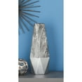 thumbnail image 2 of DecMode 18" Faux Marble Dark Gray Ceramic Vase with Silver Base, 2 of 6