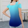 thumbnail image 4 of GaThRRgYP Women's Casual Short Sleeve Blouse - Summer Essential Top,Women's V-Neck Fold Blouses Off Shoulder Shirts Printing Short Sleeve Fashion Top Blue L, 4 of 8