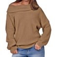 thumbnail image 2 of Fall Winter Womens Top Oversized Batwing Boat Neck Knit Casual Pullover Off Shoulder Sweater, 2 of 6