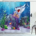 thumbnail image 1 of Ambesonne Cartoon Shower Curtain, Evil Shark Little Fish, 69"Wx84"L, Multicolor, 1 of 3