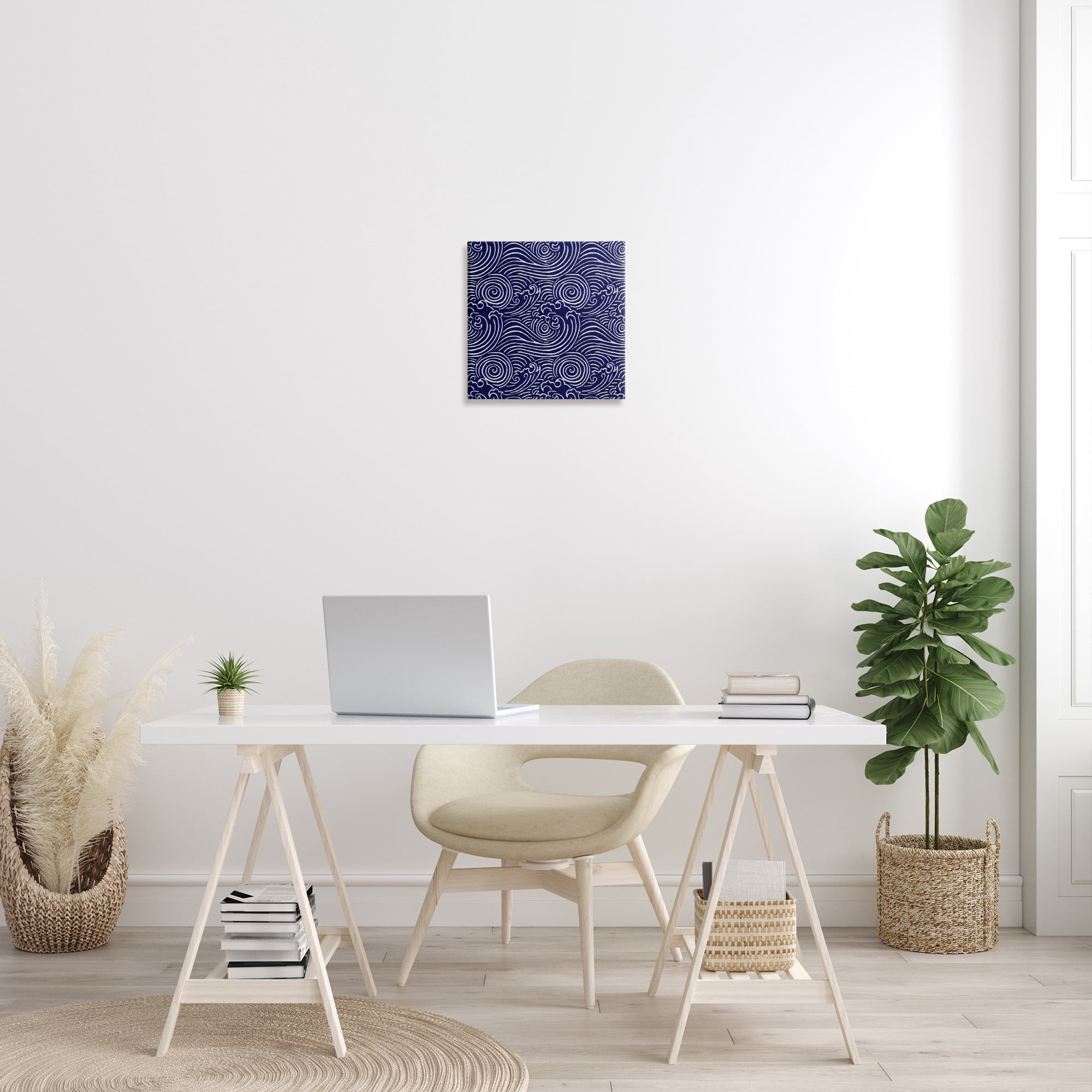 Stupell Industries Blue Traditional Waves Nature Painting Gallery Wrapped Canvas Art Print Wall Art, 17 x 17