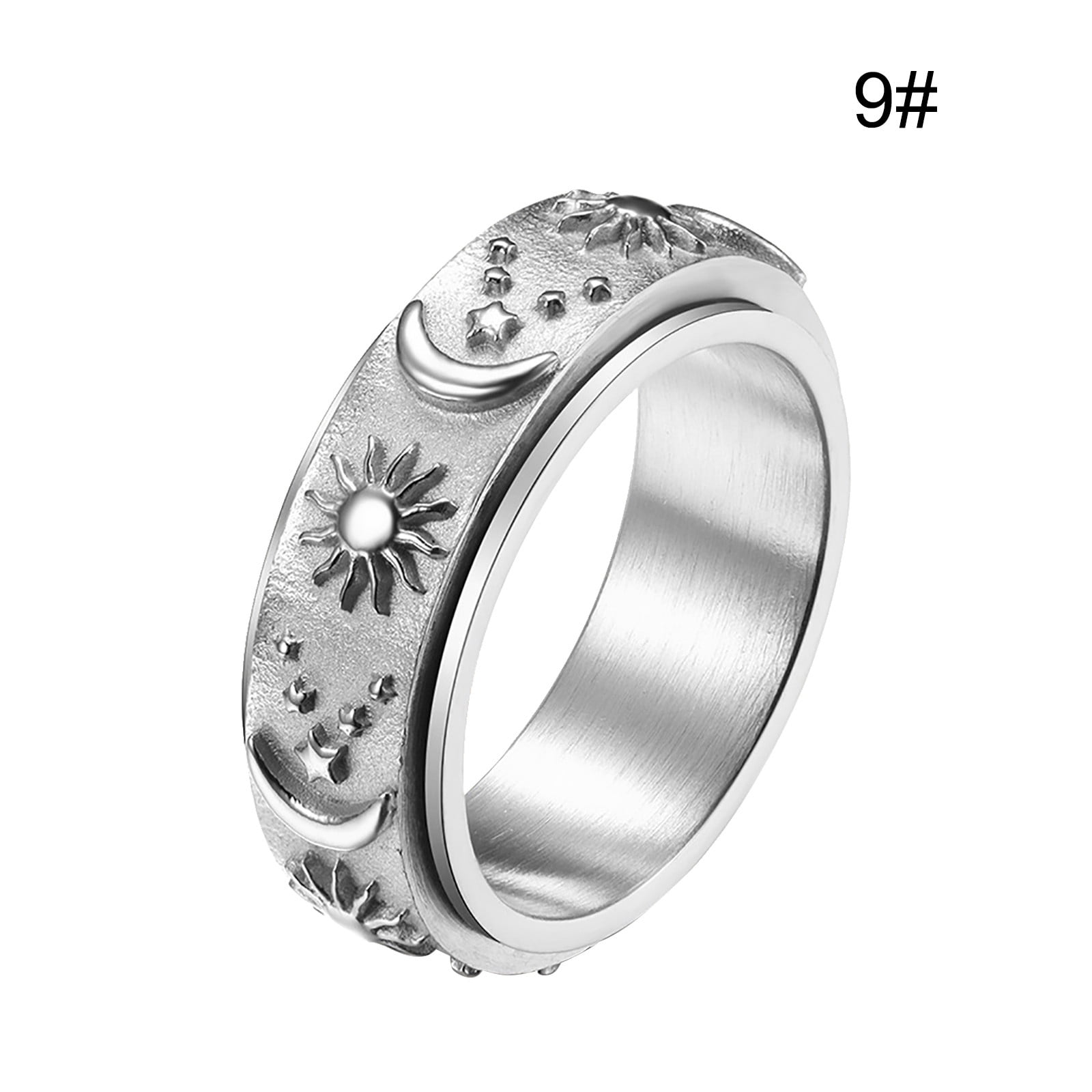 Nanafast 3 PCS Fidget Spinner Ring Stainless Steel Spinner Band Ring Fidget Rings for Women Men Relieving Stress Anxiety Ring Set Size 6-12 