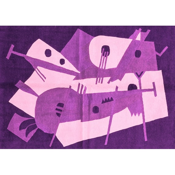 Ahgly Company Indoor Rectangle Abstract Pink Modern Area Rugs, 2' x 3'