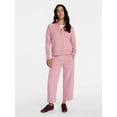 thumbnail image 4 of Time and Tru Women's Fleece Sweatshirt and Barrel Leg Pants Set, 2-Piece, Sizes XS-XXXL, 4 of 5