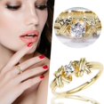 thumbnail image 4 of GHSOHS Vintage Ring Fashion Jewelry Rings for Women Jewelry Sets for Women Gold Geometry Shape Ring Crossing Rhinestone Ring Elegant Geometry Rhinestone Ring Full Diamond Rings Finger Ring, 4 of 8