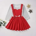 thumbnail image 5 of Younger Tree Toddler Baby Girl Valentine's Day Clothes Outfit Long Sleeve Dot Heart Shirt Top Suspender Strap Red Skirts Set for 2-3T, 5 of 6