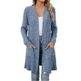 thumbnail image 2 of VISALY Long Sleeve Cardigan Chunky Knit Cardigan Long Cardigans for Women Lightweight Fall Sweaters V Neck Knit Sweater Front Button Up Cardigan Open Front Cardigan Cardigan with Pockets Blue Xxl, 2 of 4