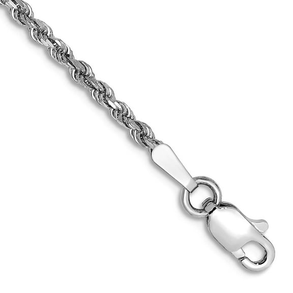 10k White Gold 1.75mm Sparkle-Cut Rope Chain Ankle Bracelet 10 Inch Anklet for Women and Men