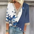 thumbnail image 2 of BangWanChi 3/4 Length Sleeve Womens Tops Fashion Women's Summer V-Neck 3/4 Sleeve Lace Splicing Print Casual T-shirt Blouse, 2 of 5