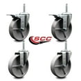 thumbnail image 2 of 5 Inch Semi Steel Swivel 3/4 Inch Threaded Stem Caster Set 2 Total Lock Brakes, 2 of 2