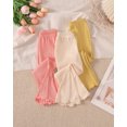 thumbnail image 4 of Toddler Girls Clothes Girls Pants Kids 3-Pack Casual Pants Toddler Solid Color Bell-bottomed Pants for Girls 1T 2T 3T 4T 5T Apricot Pink Yellow, 4 of 6