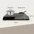 thumbnail image 2 of Parrilla de Inducción Doble 2000W con Panel de Vidrio Cerámico Dividido | 8 Niveles de Potencia y Temperatura | Control Táctil | Temporizador 3H | Cocina Rápida y Segura, 2 of 7