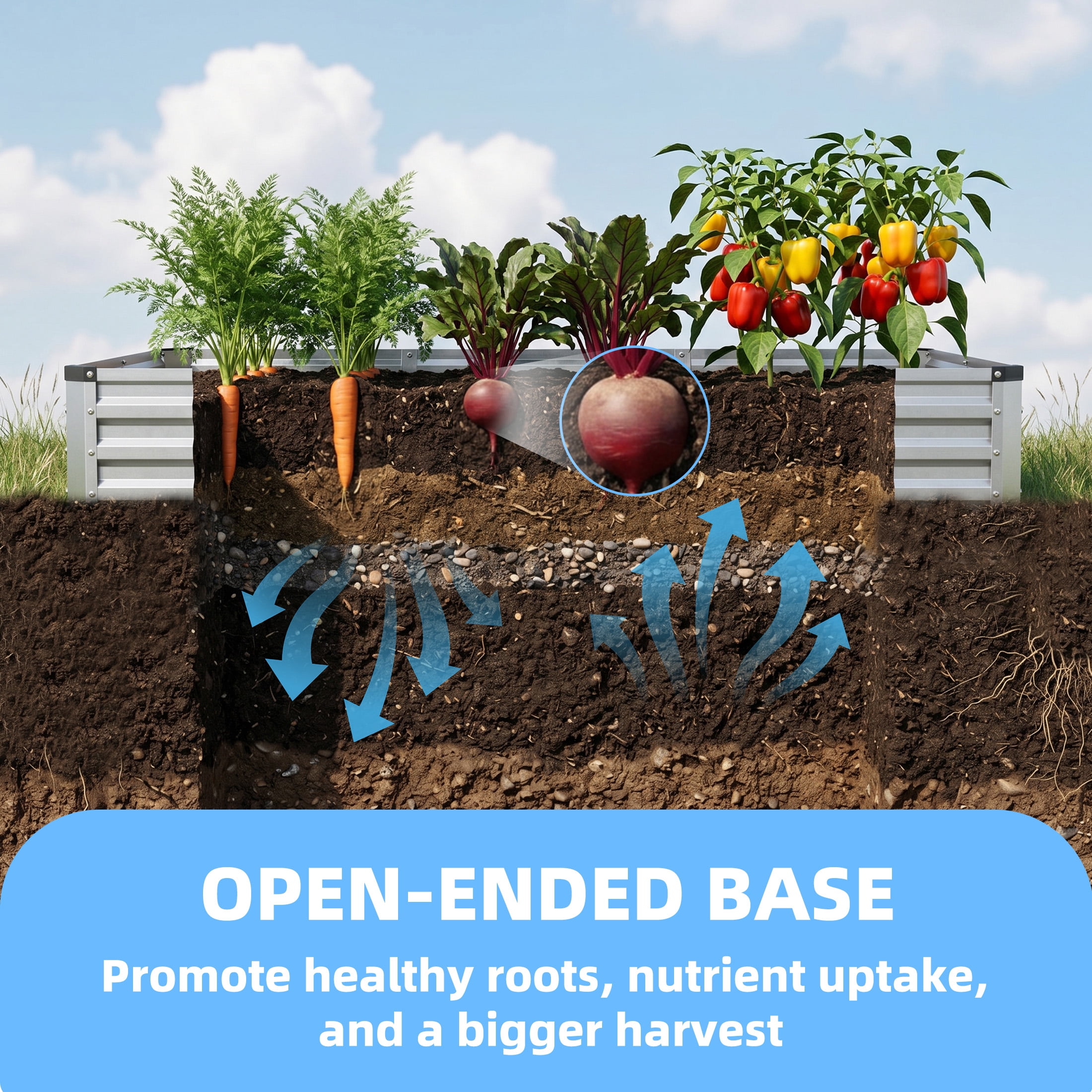 CONCETTA Galvanized Raised Garden Bed, Easy Assembly Outdoor Metal Planter Box, Rust-Resistant Steel Garden Bed for Vegetables, Flowers, Herbs