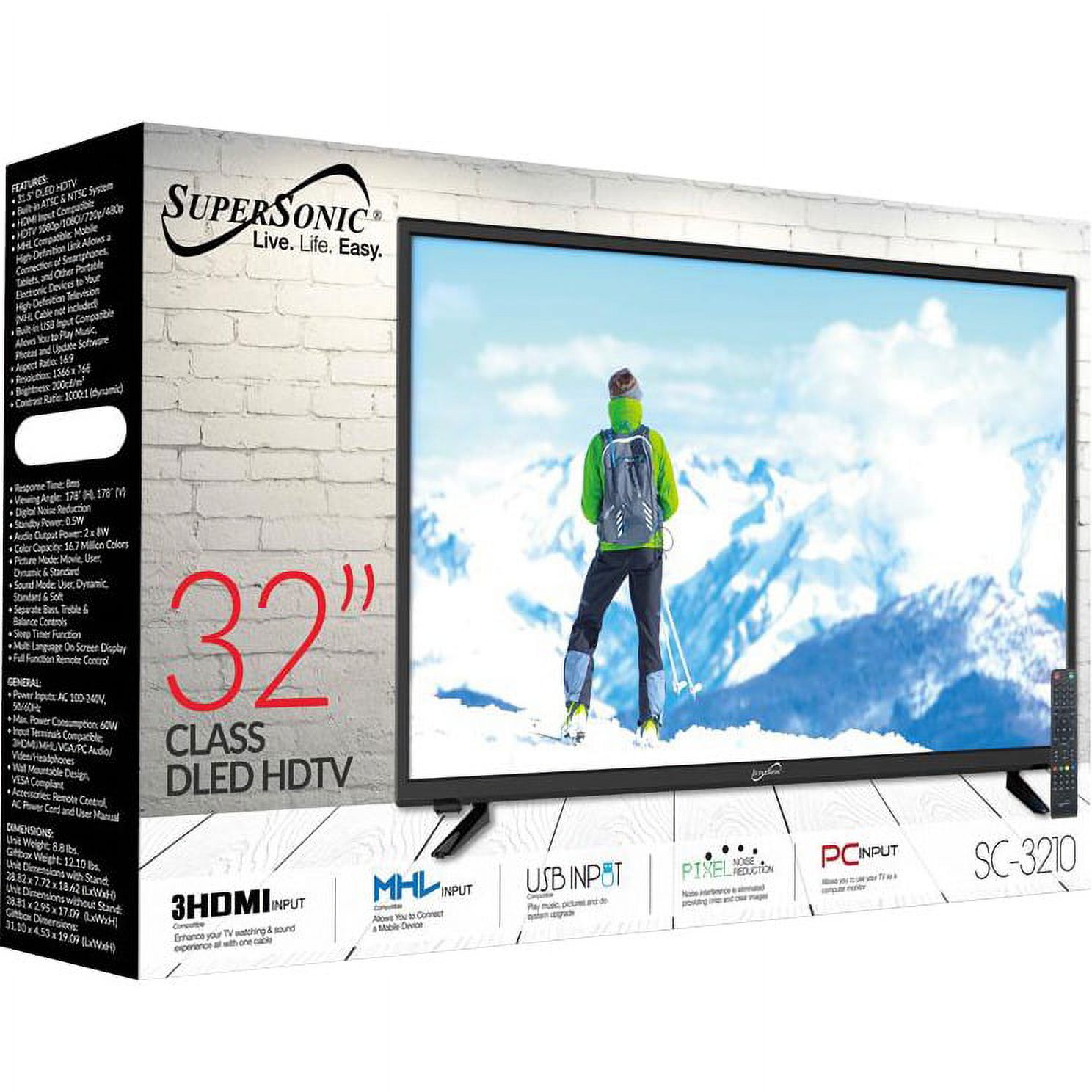 Supersonic 32" Class LED 1366 x 768 Widescreen HDTV - image 2 of 4