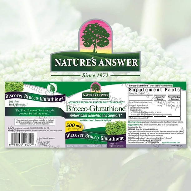 Nature's Answer Brocco-Glutathione, Cpsulas Vegetarianas, 60 Unidades |  Bodega Aurrera en lnea