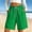 Green, variant on Womens Linen Short Elastic Waist Solid Color Knee Length Casual Loose Rolled Up Shorts Beach Shorts