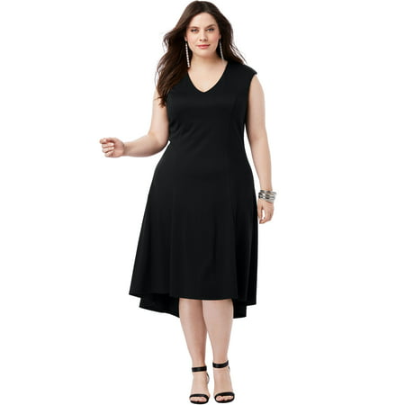 Roaman's - Roaman's Plus Size Ultimate Ponte Fit & Flare Dress With ...