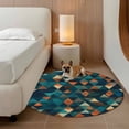 thumbnail image 3 of Teal Orange Abstract Art Large Round Rug 8 FT, Non Slip Living Room Area Carpet, Geometric Modern Art Washable Soft Circle Rug Non-Shedding Floor Carpet for Bedroom Office Dining Room, 3 of 9