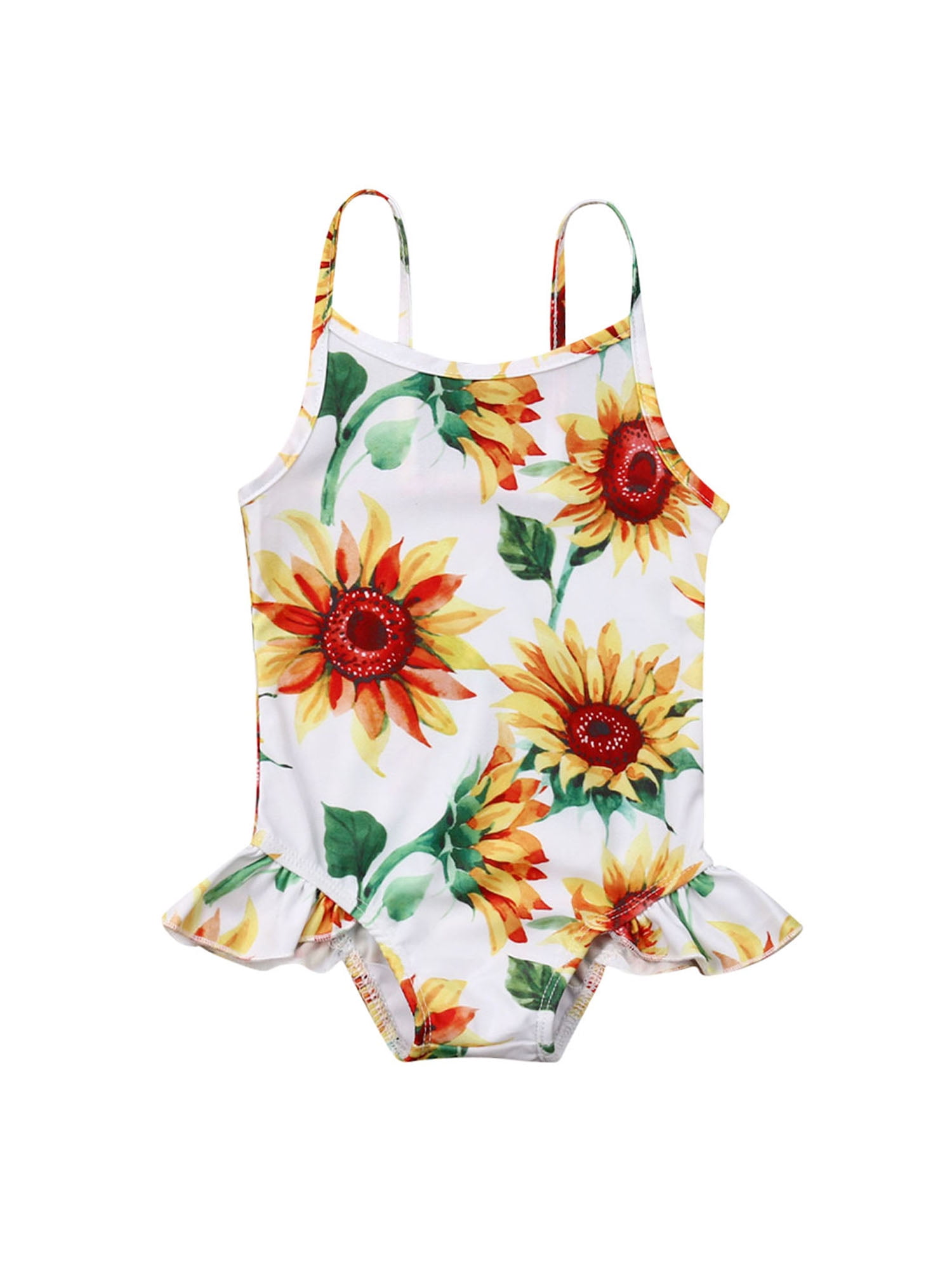 Infant Kids Baby Girls SunFlower Swimwear Romper Sling Bathing Beach Clothes
